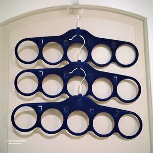 3 Velvet No-Slip Cascading Navy Closet Scarf, Tie, Belt Organizer Hanger…